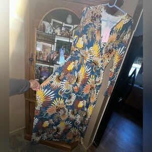 NEW NWT XL Floral Maxi Dress in Blue and Yellow